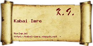 Kabai Imre névjegykártya